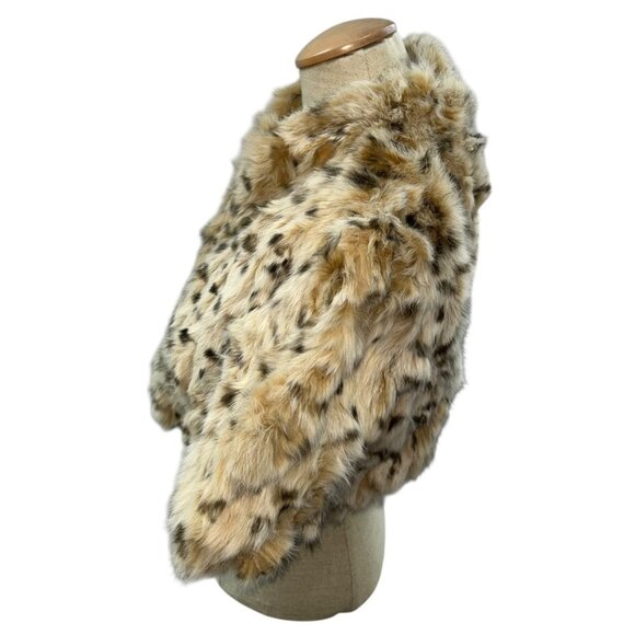 June 100% Rabbit fur spots leopard cheetah cropped jacket shrug M - Picture 3 of 4